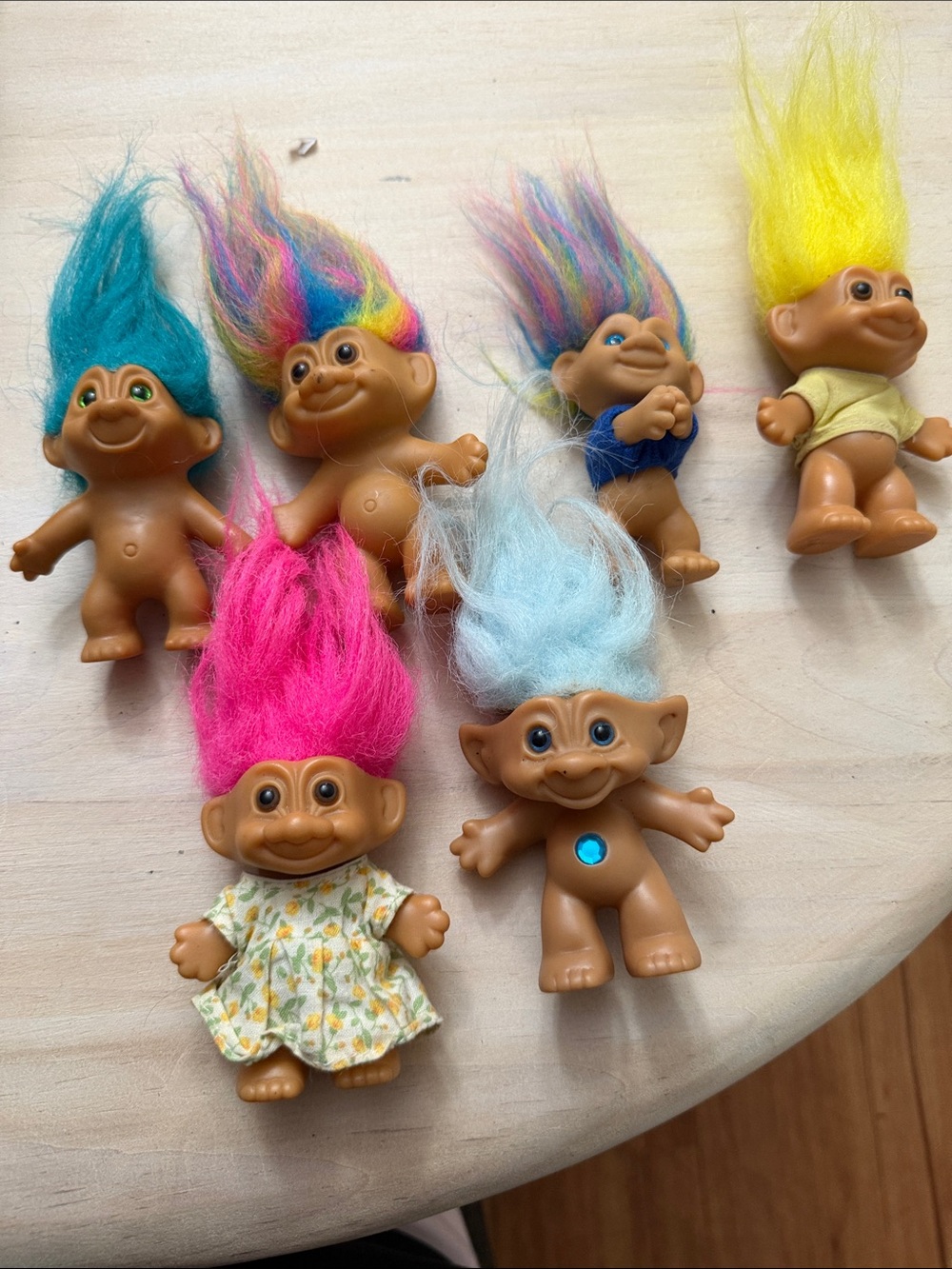 Vintage Style Troll Dolls Set with Colorful Hair - Multicolor